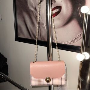 Small pink and plaid purse